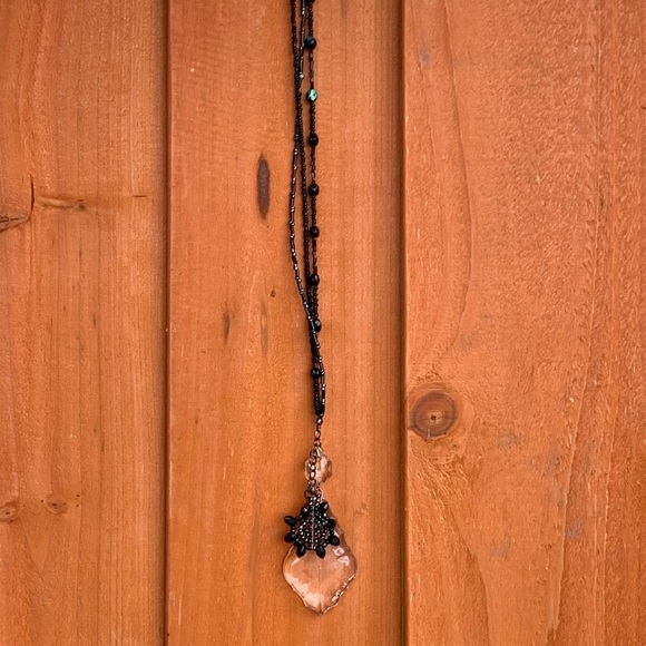 Beaded Black 21” Sun Catcher Door Hanger w Vintage Italian Chandelier Crystal - Picture 3 of 9